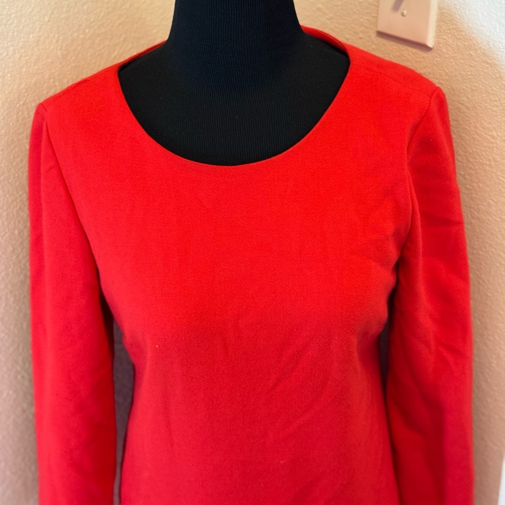 2 FOR $25 J CREW Double Zip Shift Dress Red Gold Zipper 3/4 Sleeve Sheath 6 $138 - Picture 2 of 9